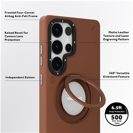 قاب یانگ کیت Youngkit Leather 360° Rotation Ring Stand Case Magsafe Samsung مناسب برای Galaxy S24 Ultra