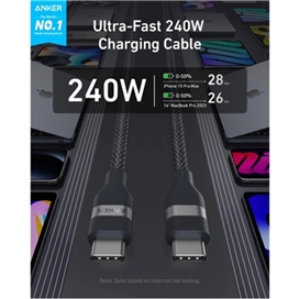 کابل شارژ 240 وات 1.8 متری USB-C به USB-C انکر مدل A82E2