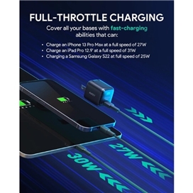 اداپتور 30 وات اکی مدل PA-B1L Aukey Omnia II Mini 30W USB-C PD Charger With GaN Power Tech PA-B1L