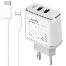 شارژر مسافرتی الدینیو 35 وات به همراه کابل LDNIO POWER ADAPTER 35W A2528M