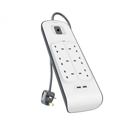 چندراهی برق بلکین 6 پورت به همراه 2 پورت USB مدل Usb Surge Protection BSV604AR2M Belkin Usb Surge Protection BSV604AR2M