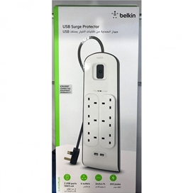 چندراهی برق بلکین 6 پورت به همراه 2 پورت USB مدل Usb Surge Protection BSV604AR2M Belkin Usb Surge Protection BSV604AR2M