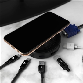 شارژ بیسیم و هاب هفت کاره برند آدام المنتس مدل Adam Elements CASA Hub O7 Wireless Charger USB 3.1 & USB-C 1 in 7 Black