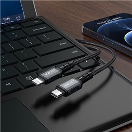 کابل شارژ تایپ سی به لایتینگ برند ACE FAST مدل C1-01 USB-C to Lightning aluminum alloy