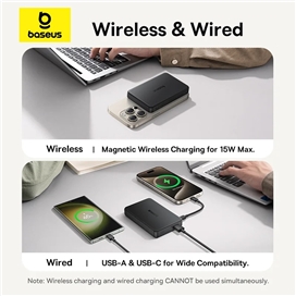 پاوربانک وایرلس 10000 مگنتی بیسوس Baseus Airpow 2 Qi2 Magnetic P10080000123-00 توان 22.5 وات