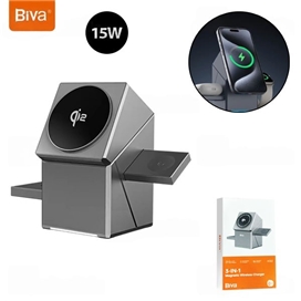 استند و شارژر وایرلس مگنتی چند کاره بیوا Biva WLC-16 Qi2 با امکان شارژ اپل واچ