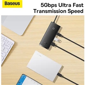 هاب تایپ سی و رم ریدر 6 پورت بیسوس Baseus Air Joy 6 Port Type-C HUB Docking Station BS-OH019