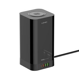 چند راهی برق 4 پورت و شارژر وایرلس تایمردار الدینیو Ldnio SEW4485