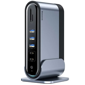 هاب 17 پورت تایپ سی بیسوس Baseus Working Station Three-Screen Multifunctional Type-C CAHUB-DG0G