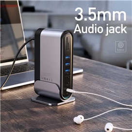 هاب 17 پورت تایپ سی بیسوس Baseus Working Station Three-Screen Multifunctional Type-C CAHUB-DG0G