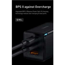 شارژر دیواری 65 وات 3 پورت بیسوس مدل CCGAN65E5