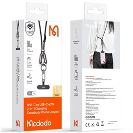 بند آویز موبایل و کابل شارژ 60 وات 1.2 متری USB-c به USB-C مک دودو مدل CA-683