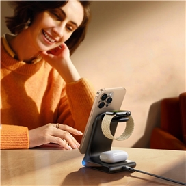 شارژ وایرلس رومیزی 3 در 1 جویروم JOYROOM 3 in 1 Wireless Charging Station JR-W15