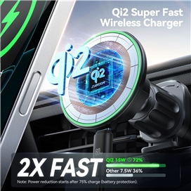 هولدر مگنتی و شارژر وایرلس دریچه کولری جویروم Joyroom Magnetic Wireless Car Charger Holder JR-ZS412