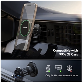هولدر مگنتی و شارژر وایرلس دریچه کولری جویروم Joyroom Magnetic Wireless Car Charger Holder JR-ZS412