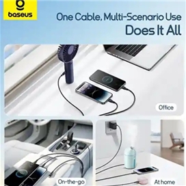 کابل سه سر 1.3 متر بیسوس Baseus 3.5A Ultra-Fast Charging Cable CB000161