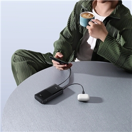 پاوربانک 20وات 10000 با کابل بیسوس Baseus Power Bank Bipow 2 With Cable PPBD2-1W20