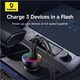 شارژر فندکی 152.5 وات با کابل بیسوس Baseus Multi-Port Fast Charge Car Charger BSCC-ZX-CCL