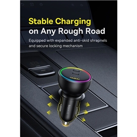 شارژر فندکی 152.5 وات با کابل بیسوس Baseus Multi-Port Fast Charge Car Charger BSCC-ZX-CCL