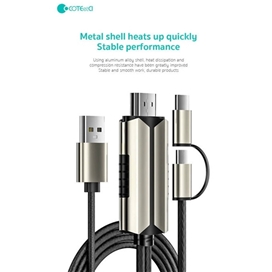 کابل HDMI به Type-c و میکرو کوتتسی Coteetci 33023 طول 2 متر