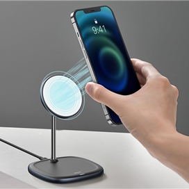 هولدر و شارژر وایرلس بیسوس Baseus Swan Magnetic Wireless WXSW-01 توان 15 وات مناسب سری آیفون 12 و 13