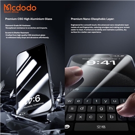 گلس حریم شخصی تمام صفحه تمام چسب مک دودو Apple iPhone 16 Pro Max Mcdodo PF-6867 Privacy Protector