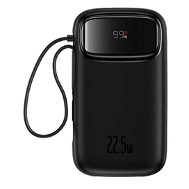 پاوربانک 20000 بیسوس Baseus QPow 2 P10055009113-00 توان 30 وات با کابل متصل