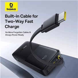 پاوربانک 10000 بیسوس Baseus Bipow 2 P10077101113 توان 20 وات همراه با کابل Type C متصل