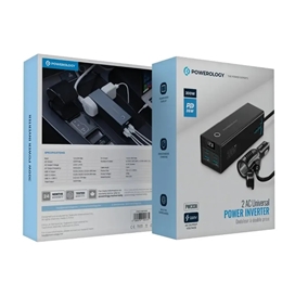 اینورتر فندکی خودرو 300 وات با دو خروجی 220 ولت پاورولوژی مدل PWCUQC038