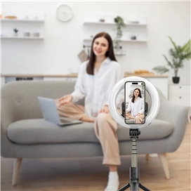 مونوپاد و رینگ لایت 6 اینچی با سه پایه گرین لاین Green Lion Ring Light 6″ Selfie Stick GNRNGLT6SSBK