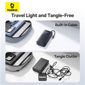 پاوربانک 20000 بیسوس Baseus Free2Pull P10073700123 توان 65 وات با کابل تایپ سی جمع شونده