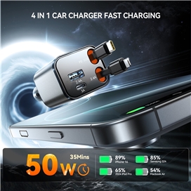 شارژر فندکی 30 وات با کابل جمع شونده جویروم JOYROOM JR-CCL05