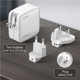 آداپتور شارژر چهار پورت 100وات الدینیو Ldnio Q408 GaN