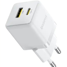 آداپتور شارژ دو پورت 30 وات با کابل Baseus Palm Fast Charger 30W Type-C+USB CCZC30UE