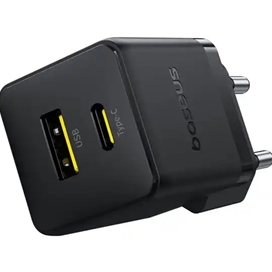 آداپتور شارژ دو پورت 30 وات با کابل Baseus Palm Fast Charger 30W Type-C+USB CCZC30UE