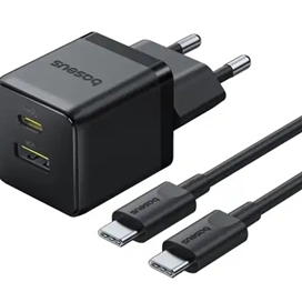آداپتور شارژ دو پورت 30 وات با کابل Baseus Palm Fast Charger 30W Type-C+USB CCZC30UE