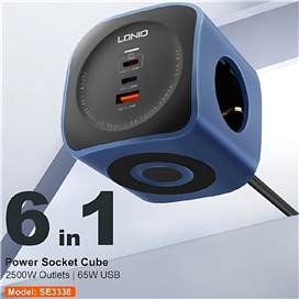 چند راهی برق 6 کاره الدینیو Ldnio Power Socket Cube SE3338
