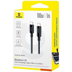 کابل دو سر تایپ سی فست شارژ 100 وات یک متری بیسوس Baseus Lit CB000148