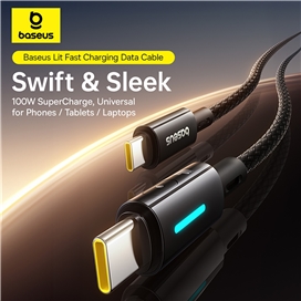 کابل دو سر تایپ سی فست شارژ 100 وات یک متری بیسوس Baseus Lit CB000148