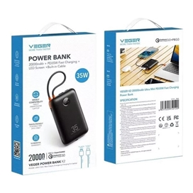 پاور بانک برند وگر مدل VEGER K2 20000mAh mini PD35W