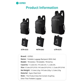 کوله پشتی کوهنوردی تاشو 15 لیتری کوتسی مدل COTECI TR-026