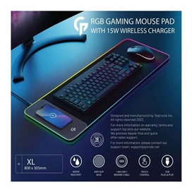 موس پد گیمینگ برند پرودو مدل porodo Wireless Charging RGB Gaming Mouse Pad PDX115