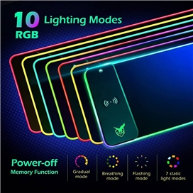 موس پد گیمینگ برند پرودو مدل porodo Wireless Charging RGB Gaming Mouse Pad PDX115
