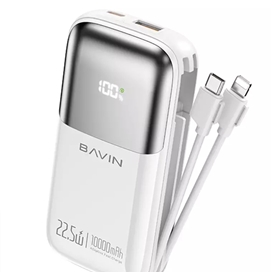 پاوربانک 10000 باوین Bavin PC1099 توان 22.5 وات همراه با 2 کابل متصل
