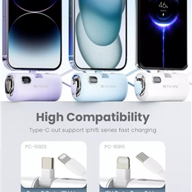 پاوربانک 5000 باوین Bavin PC1092s توان 22.5 وات همراه با کانکتور تایپ سی