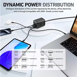 چند راهی و هاب شارژر 6 پورت باوین Bavin PC2026y طول 1.5 متر توان 65 وات