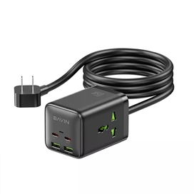 چند راهی و هاب شارژر 6 پورت باوین Bavin PC2026y طول 1.5 متر توان 65 وات
