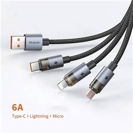کابل سه سر مک دودو Mcdodo CA-7150 3 In 1 USB Data Cable توان 100 وات طول 1.2 متر