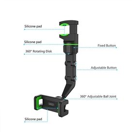 هولدر موبایل آینه وسط خودرو XO C107 با قابلیت چرخش 360 درجه