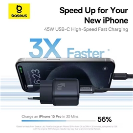 شارژر دیواری بیسوس PicoGo GaN با توان 45 وات – کوچک اما پرقدرت